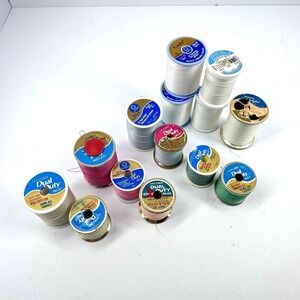 Vintage J&P Coats Thread Lot Plastic Spools Sewing Multi Color